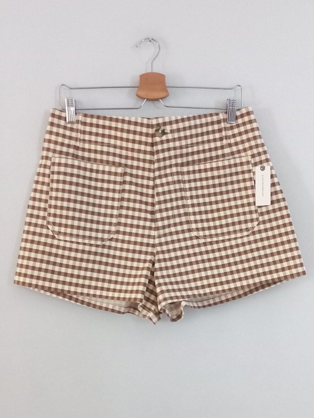 MAEVE ANTHROPOLOGIE NWT brown gingham shorts